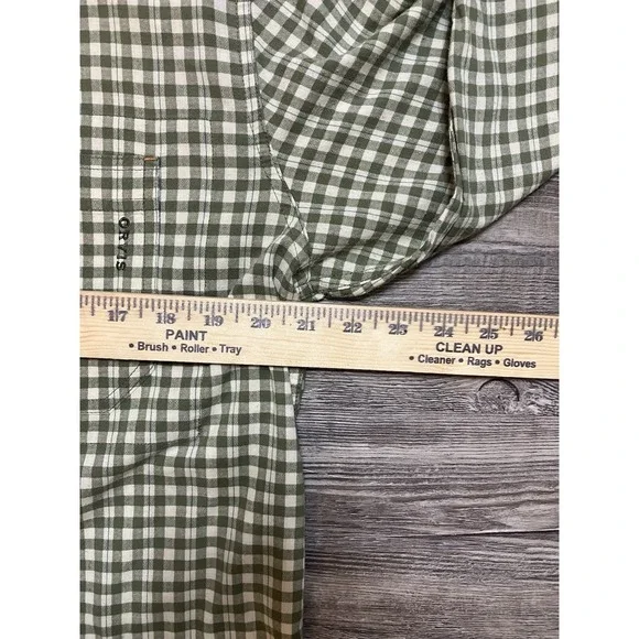 Orvis Mens M Outdoor Long Sleeve Shirt Plaid Green Organic Cotton Blend Button - Picture 5 of 10